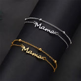 Delicate Petite Mama bracelet with dainty lettering