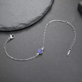 Classic evil eye bracelet with blue glass charm on gold chain