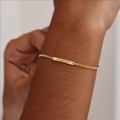 Personalised engraved silver bracelet for women