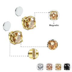 Shiny cubic zirconia magnetic earrings