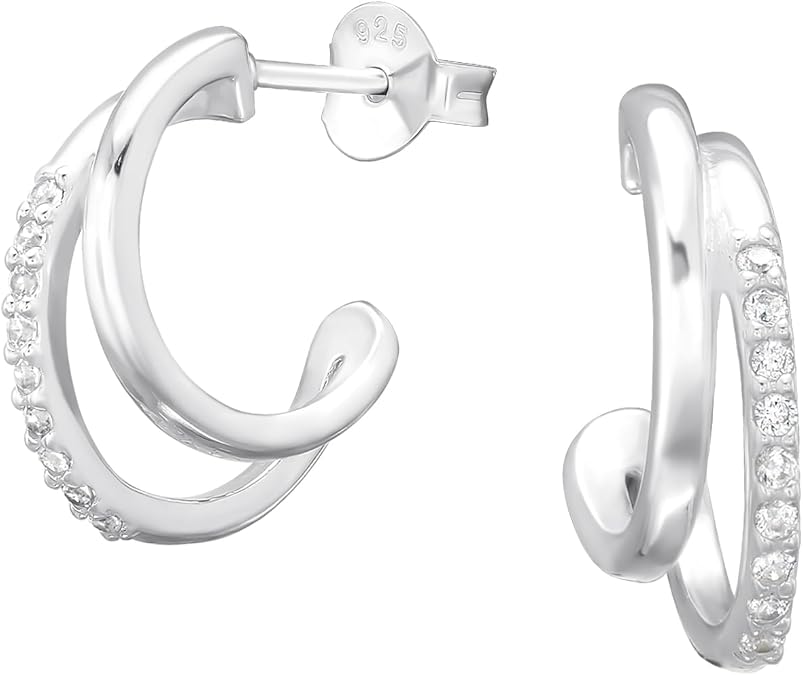 Double Hoop Illusion Pave Earrings