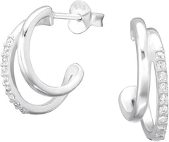 Double Hoop Illusion Pave Earrings