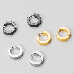 Unisex Black Stainless Steel Earrings