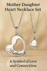 Silver Plated Mother and Daughter Necklace Set