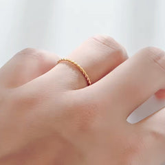 gold twisted rope ring for women