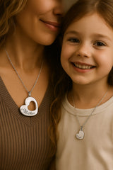 Silver Plated Mother and Daughter Necklace Set