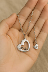 Silver Plated Mother and Daughter Necklace Set