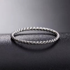 Silver twisted rope ring