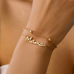 Gold and silver mama charm bracelet