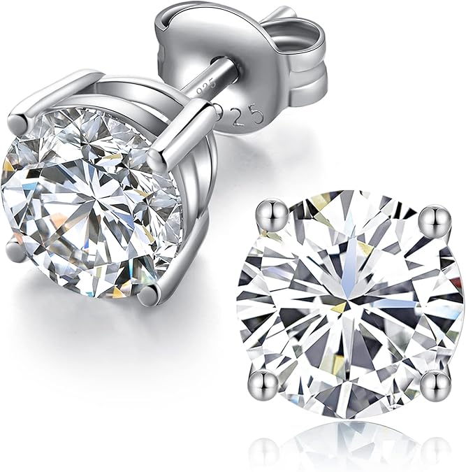 Magnetic silver stud earrings