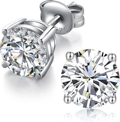 Magnetic silver stud earrings