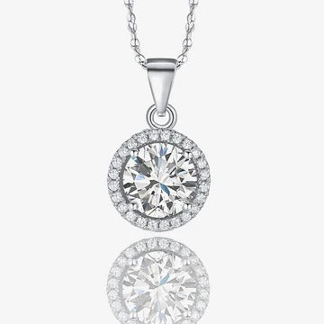 Silver Crystal Halo Pendant Necklace