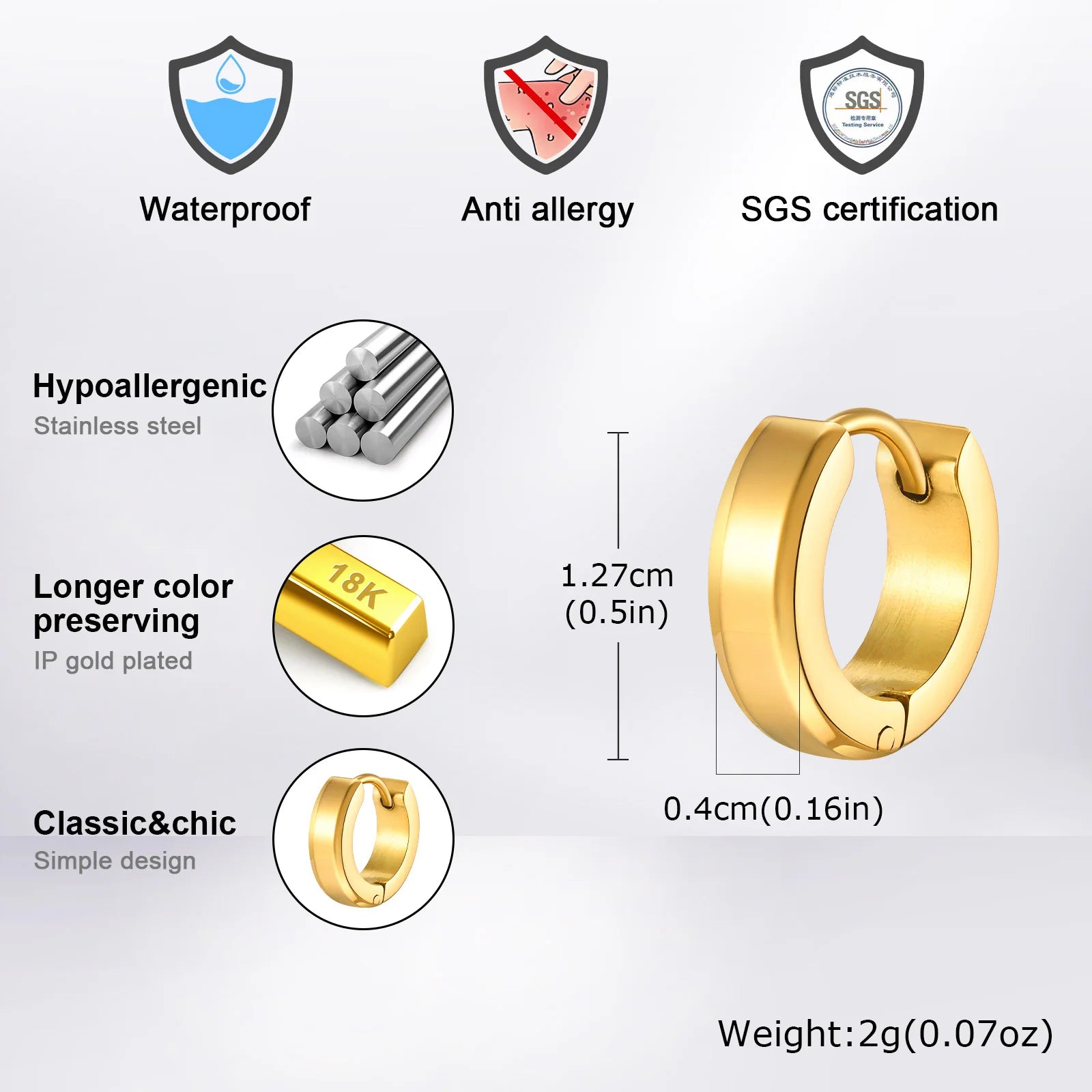 Non-irritating stainless steel earrings for everyday wear – allergy safe