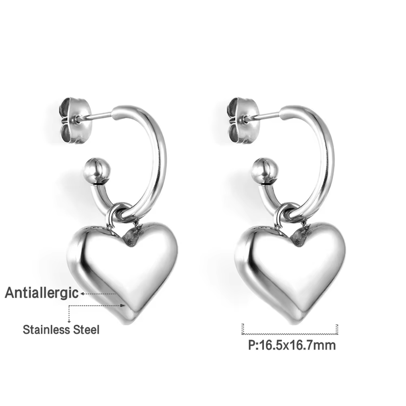 Heart-Shaped Stainless Steel Jewelry - Cute and Romantic