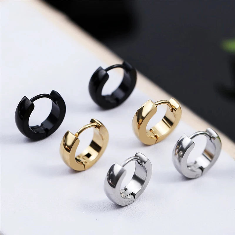 Unisex Black Stainless Steel Earrings