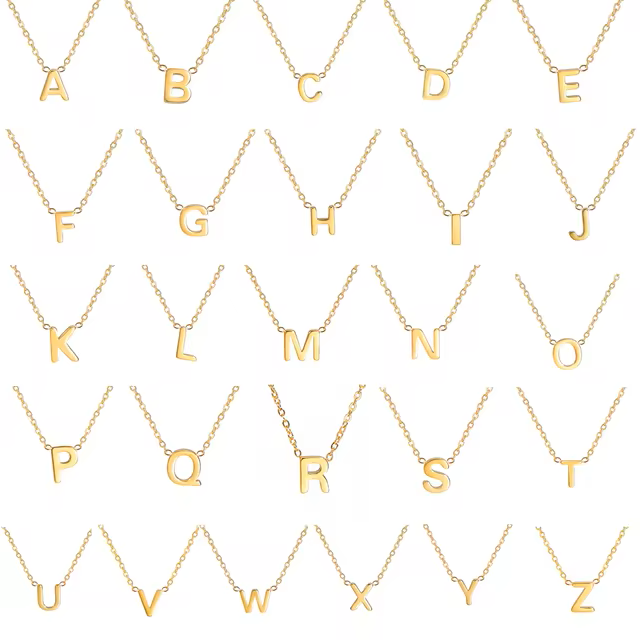 Personalised silver alphabet necklace with fine chain – letter jewellery UK
