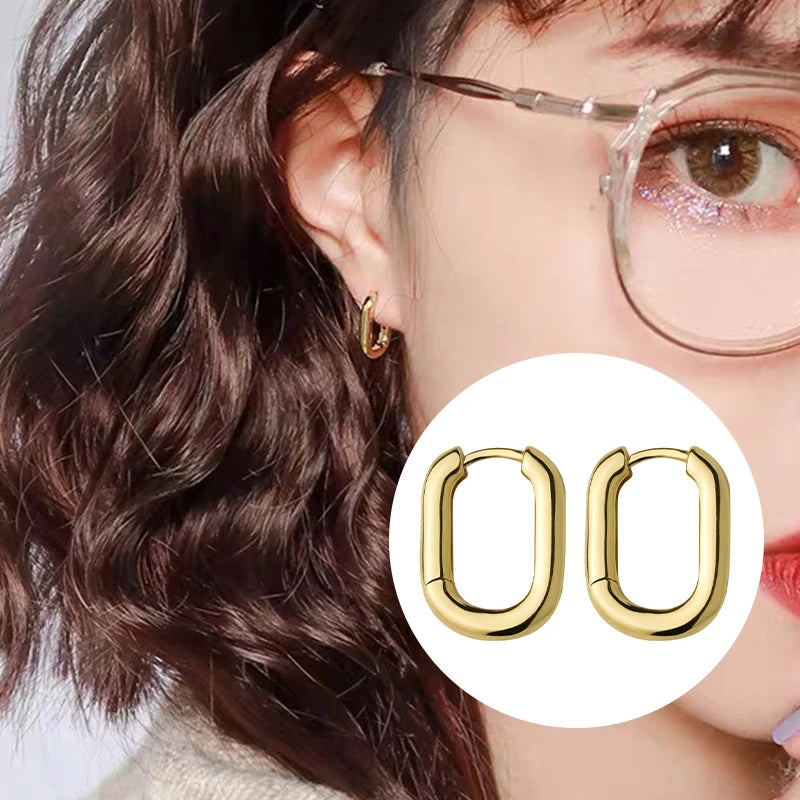 Stylish Vintage Geometric U-Shape Hoop Earrings