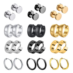 Unisex Black Stainless Steel Earrings